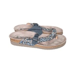 Mephisto Helen Sandals Womens EU 41 Navy Reptile Leather Cork Footbed Comfort